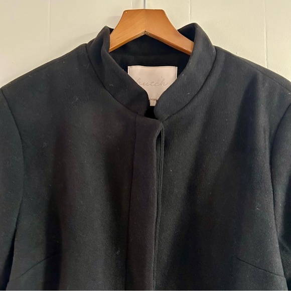 Hutch Mandarin Collar Patch Pocket Wool Blend Coat in Black sz L - Picture 3 of 6